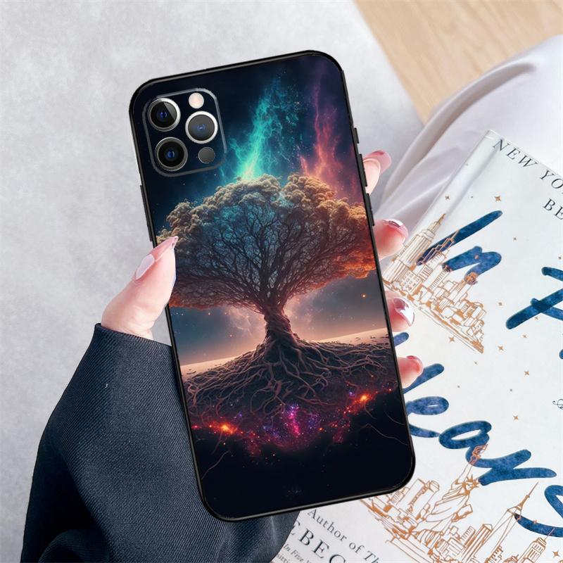 Tree of Life Space Galaxy Stars Phone Case For iPhone 16 Pro Max 11 12 13 Mini 14 15 Pro Max 15 16 Plus XR 16e Cover Coque