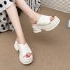 New thick heel cool slippers women's summer 2025 new muffin thick bottom hollowed fish mouth slippers fashion flip