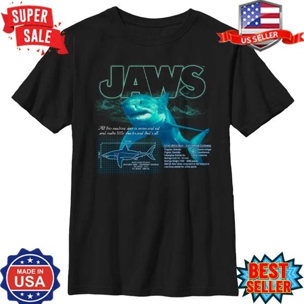 Jaws Shark Blueprint T-Shirt, S-5XL S