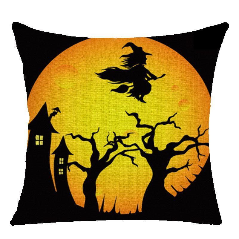 

Cotton Linen Halloween Sofa Decor Cushion Cover With Stylish Pumpkin Design