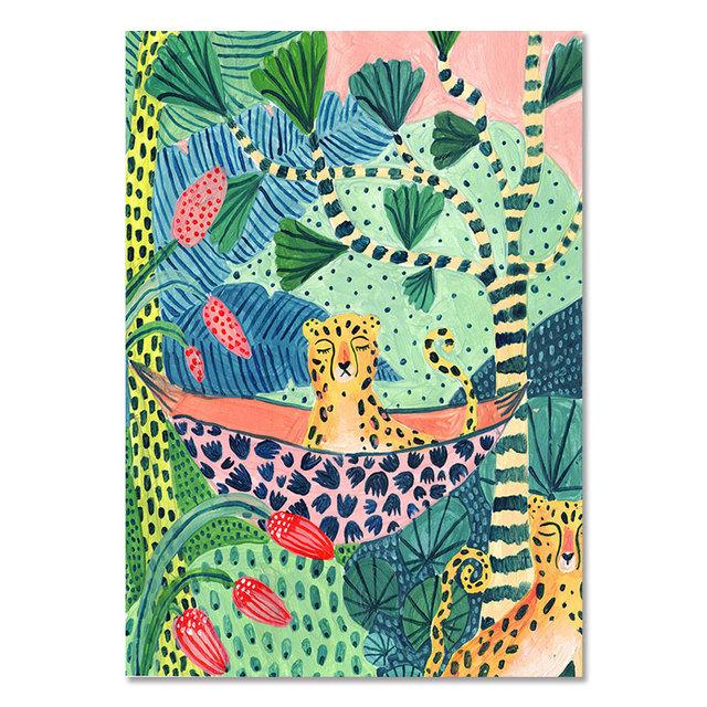 Tropical Colorful Girl Car Flower Koala Leopard Wall Art Malba na plátně Plakáty a obrazy Nástěnné obrazy pro dekoraci obývacího pokoje Bez rámu
