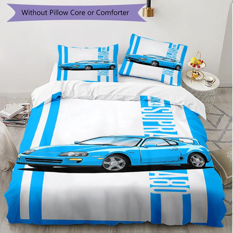 3pcs Duvet Cover Set (1*Duvet Cover + 2*Pillowcase, Without Core), Fast & Furious Print Soft All‑Season Bedding Set, Home Bedroom Decor Gift