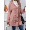 Women's Hooded Double-Sided Fleece Cardigan Long Sleeve Casual Warm Jacket Reversible Fleece Coat