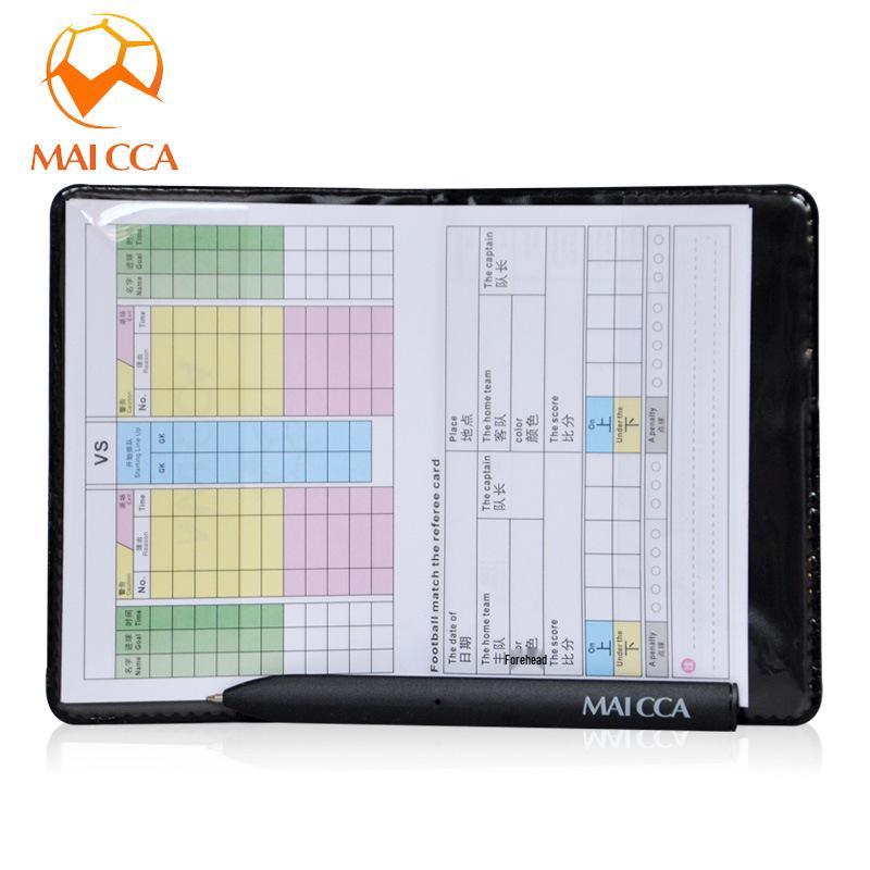 MAICCA Referee Record Book: Includes Red/Yellow Cards, Leather Case, and Ballpoint Pen
