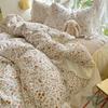 Small Fresh Pure Cotton Four-piece Set Lace Korean Version Princess Style Washed Cotton Bed Skirt Quilt Cover Cream Style Bedding