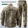 Men's Workwear: Breathable Camouflage Suit for Spring & Autumn - Durable, Thick, Wear-Resistant Outdoor & Training Gear.
