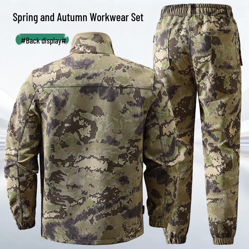 Men's Workwear: Breathable Camouflage Suit for Spring & Autumn - Durable, Thick, Wear-Resistant Outdoor & Training Gear.