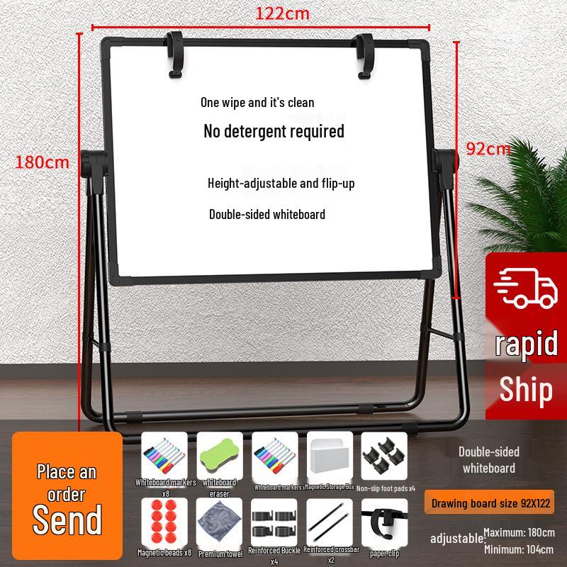 Foldable Double-Sided Magnetic Whiteboard with Mobile Stand for Home, Children's Teaching, and Conferences