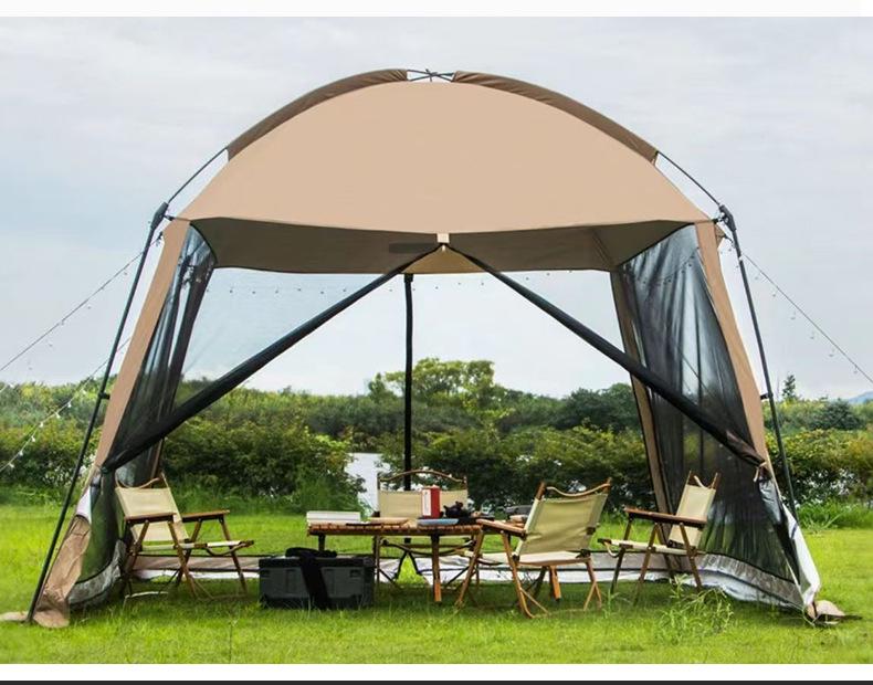 Four-Season Ventilated Camping Tent: Mesh Sunshade, Mosquito Repellent, Rainproof Shelter