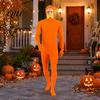 Reading Day Costume Face Open Halloween Costume, Unisex Full Body Orange Bodysuit with Beard Fun Family Eyebrows for Men Women, Adult Stretchy Cosplay