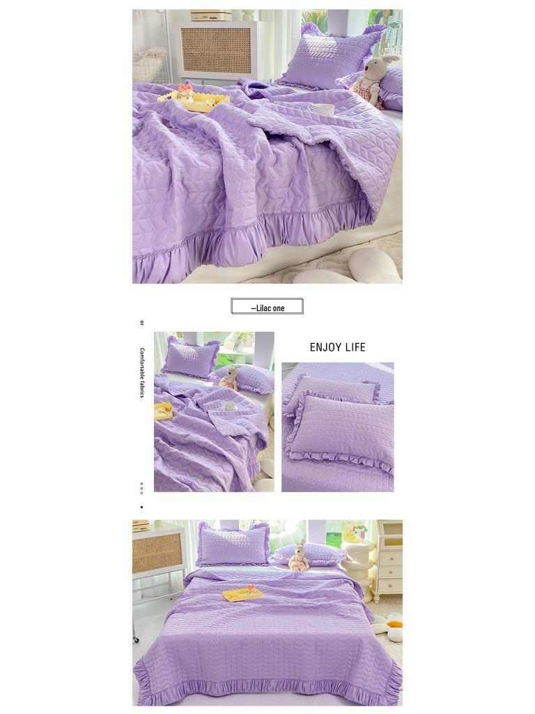 Pleated Cream Style Summer Quilt: Lightweight, Solid Color for Air Conditioning