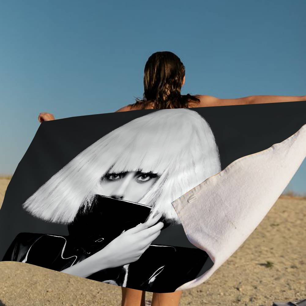 L-Lady Gaga Microfiber Printed Beach Towel Mountain Climbing Yoga Beach Swimming Running Absorbent Soft Towel