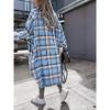 Stylish Plaid Print Womens Long Jacket - Relaxed Casual Button Front with Flap Pockets - Durable Outerwear for Everyday Fashion