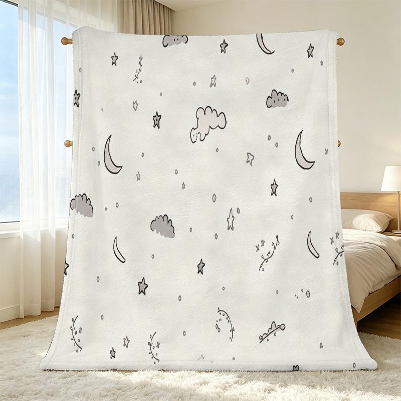 Star Moon Collection Flannel Blanket - Lightweight, Soft & Skin-friendly Cozy Throw for Home, Halloween, Christmas, Relaxation & Warmth.