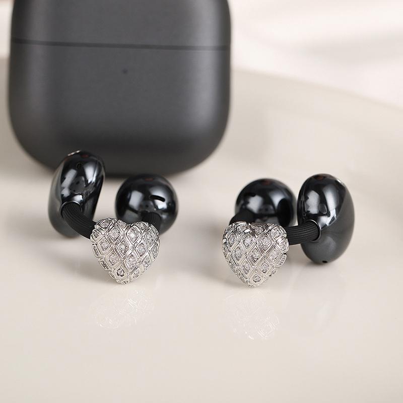 Elegant Heart Shaped Headphone Buckles Clip On Attachment For Freeclip 1 2 Zircons Embellishment