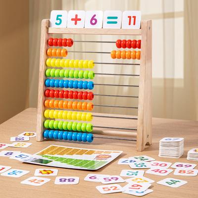 Classic Wooden Educational Counting Toy 100 Beads Preschool Math Learning Toys Montessori Number Arithmetic Abacus Toddler Gift
