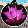 Lotus Pattern Round Beach Blanket, Microfiber Quick Dry Towel with Tassels for Picnic Bathroom Pool Surfing Outdoor Meditation
