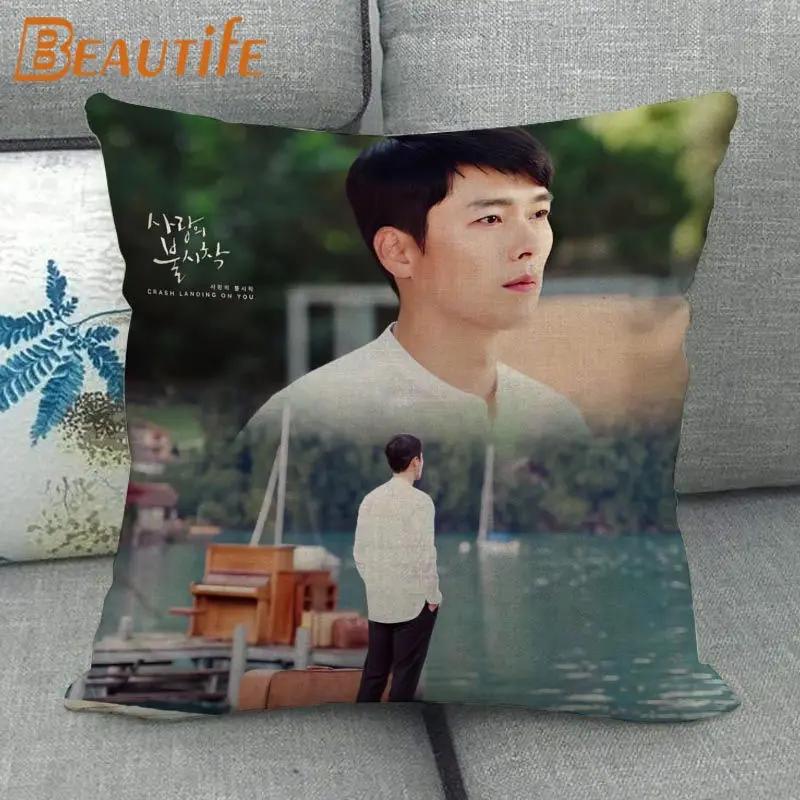 Custom Crash Landing On You Hyun Bin KPOP Pillowcase 45X45cm Wedding Decorative Eco-Friendly Cotton Linen Fabric Pillow Case