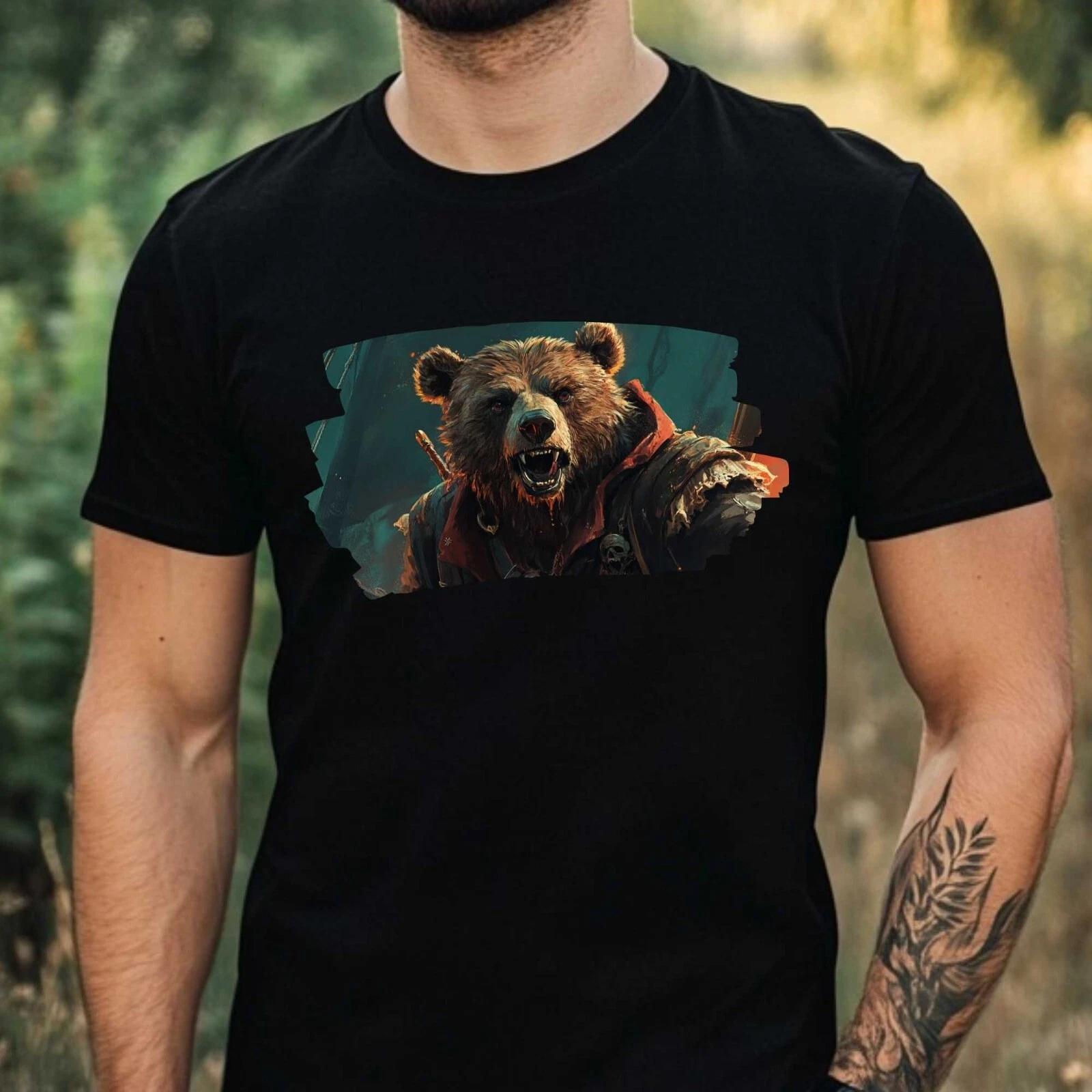 T-Shirt Herren Piraten Bär Motiv Baumwolle Größe XS bis 5XL XXXXL