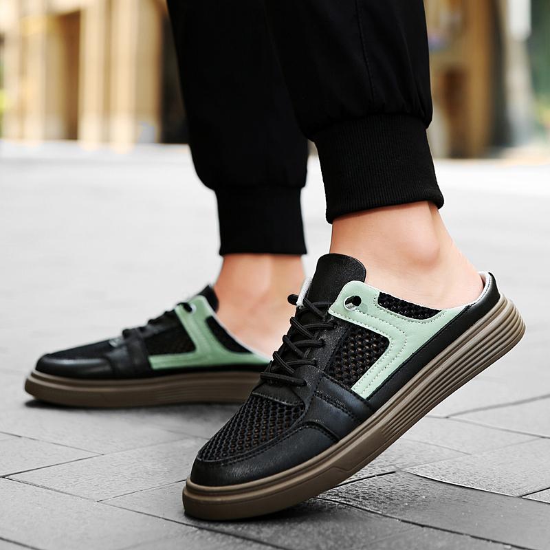 Fashion Fashionable New Men's High-quality Summer Breathable Half Slippers Trendy Men's Outdoor Casual Shoes Party Travel Stroll Shoes