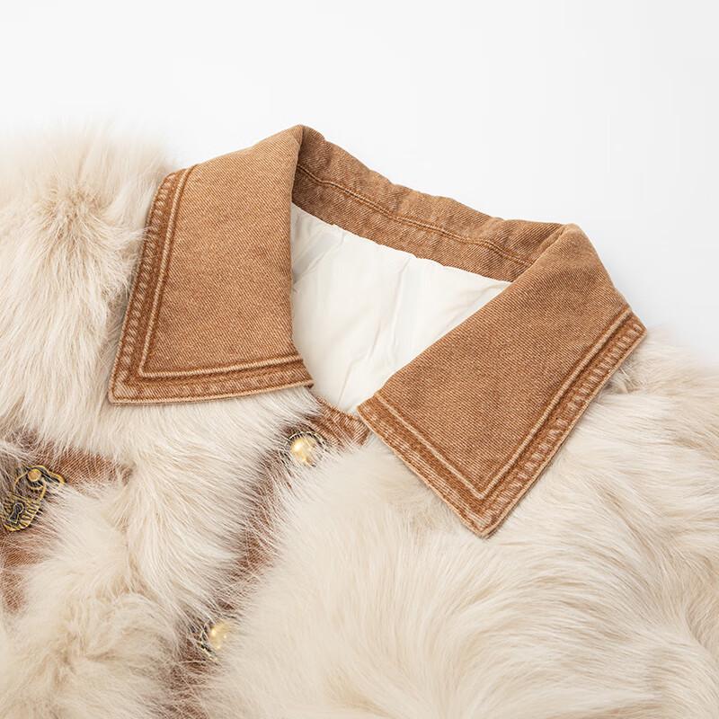 JOY SPEAKER Women's Velvet-Lined Faux Fox Fur Winter Coat