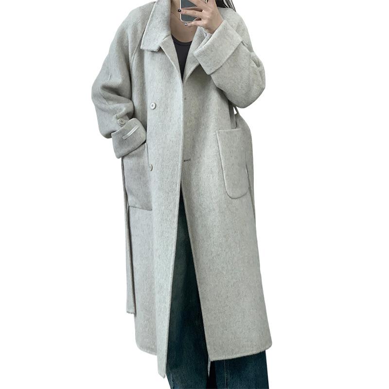 Double-sided cashmere coat 016 loose lazy woolen coat long double-sided cashmere coat