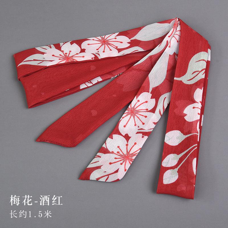 Chinese Style Headband Antique Hanfu Costume Headdress Chiffon Printing Traditional Hair Band Headwear for Women Ribbon HairRope