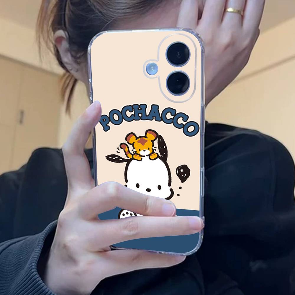 Cute Cartoon P-pochacco Silicone Phone Case Material For iPhone 17 16 15 11 12 13 14 Pro Max Mini Plus Soft TPU