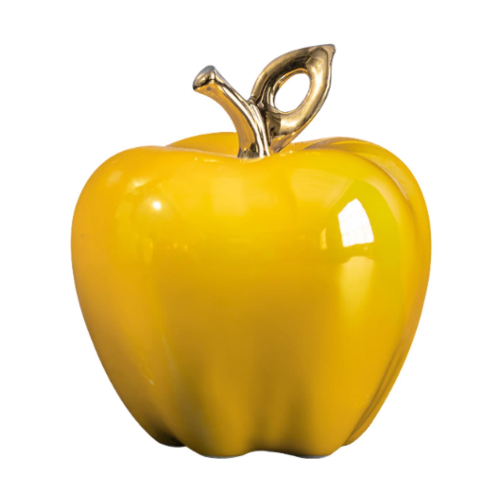 

Apple Statue Ceramic Apple Figurine Creative Collectible Lifelike Apple Ornament for Christmas Party Wedding Shelf Decoration жовтий