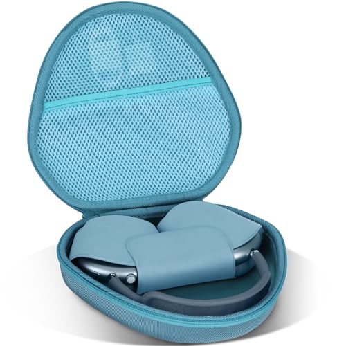 Lebakort Storage Case Compatible with Apple AirPods Max Bluetooth Earphones and Headsets (Sky Blue Case)