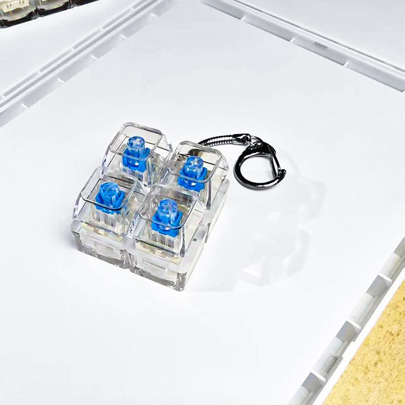 4 Keys Inger Keyboard Keycap Illuminated Mechanical Keyboard Keychain Finger Button Keychain Anti Stress Keycap Office Accessory