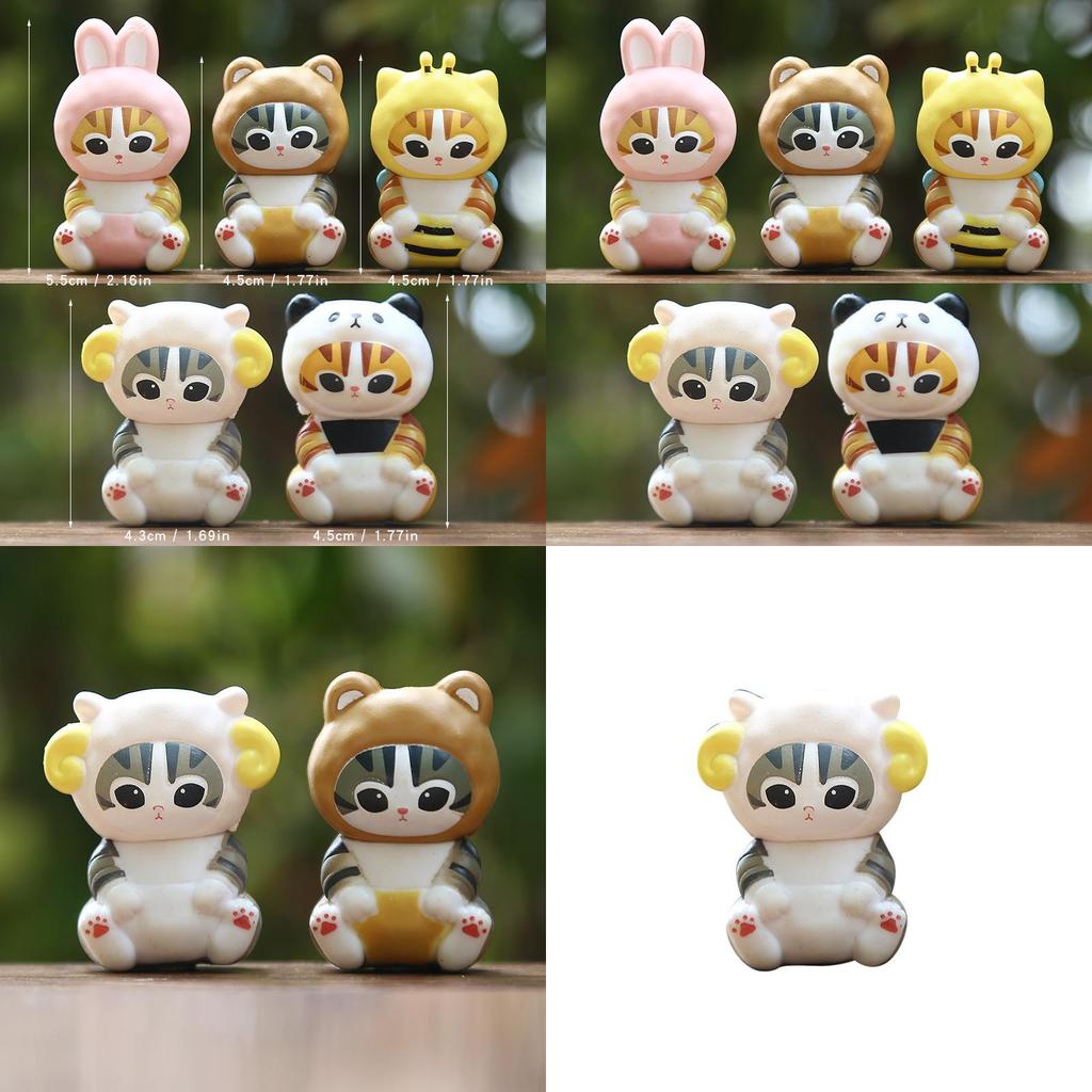 5pcs Creative Animal Headsets Sitting Cat Model Ornament Set For Collectors And Gift