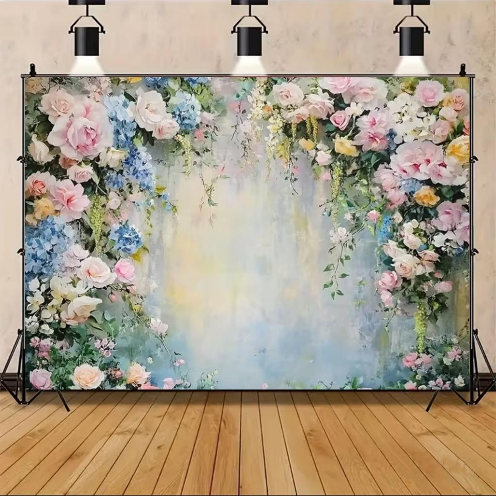 Floral Wall Theme Background Birthday Wedding Engagement Ceremony Party Decoration Abstract Flower Portrait Photography Studio
