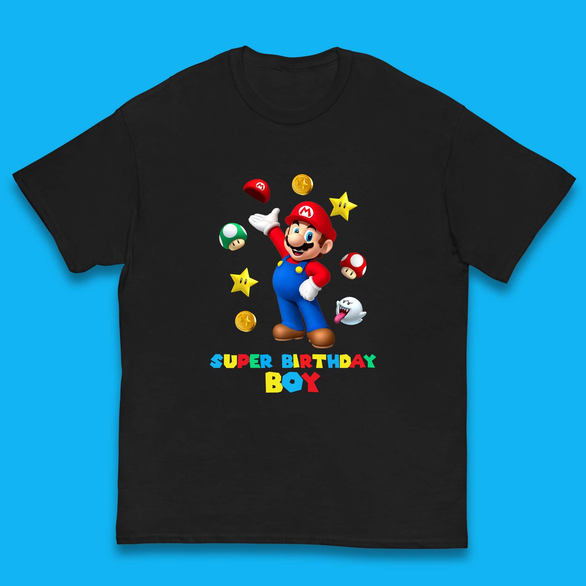 Super Birthday Boy Super Mario Game Series Mario Bros Super Mario Theme Birthday Party Kids T Shirt 150