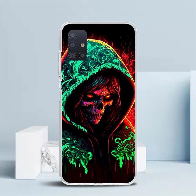 Halloween Moon Witch Horror Soft Cover for Samsung Galaxy A12 A22 A32 A52 A72 A02S Phone Case Note 20 Ultra 10 S10 Plus A51 A71