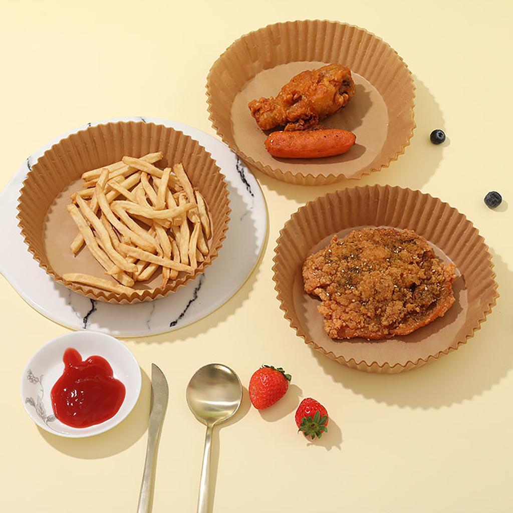 50/100 Stück Einweg-Heißluftfritteusen-Papierauskleidung 23CM Ölbeständig Wasserdicht Hausbackblech Dampfgarer Käsekuchen Küchenbackzubehör