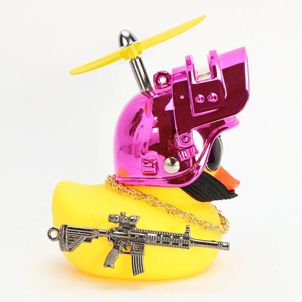 Yellow Duck with Helmet for Bike Without Lights Auto Car Accessories Duck In The Car Car Interior Decoration Motor Accessories