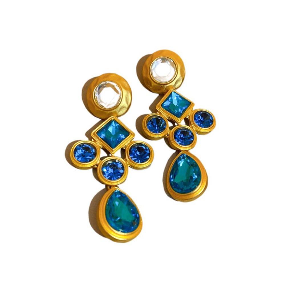 Rhinestone Blue Crystal Earring Sparkle Stud Earring Women Jewelry Drop Earring  Party