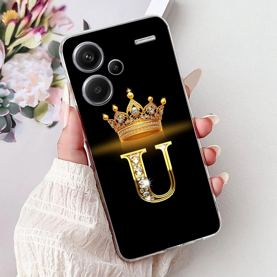 For Xiaomi Redmi Note 13 Pro Plus 5G Case Soft Silicone Cover Cute 26 Letters Phone Cases For Redmi Note13 Pro+ ProPlus Fundas