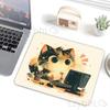 Cute Cat Illustration Mouse Pad Small Gamer Office Table Mats Computer Accessories Washable Non-slip Rubber Lock Edge Mousepad