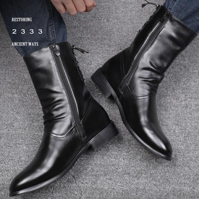 Fashion Winter Men Chelsea Boots Velvet High Top Ankle Dress Shoes Men Timberland Boot Wear Resistant Motorcycle Boots Botas De Hombre