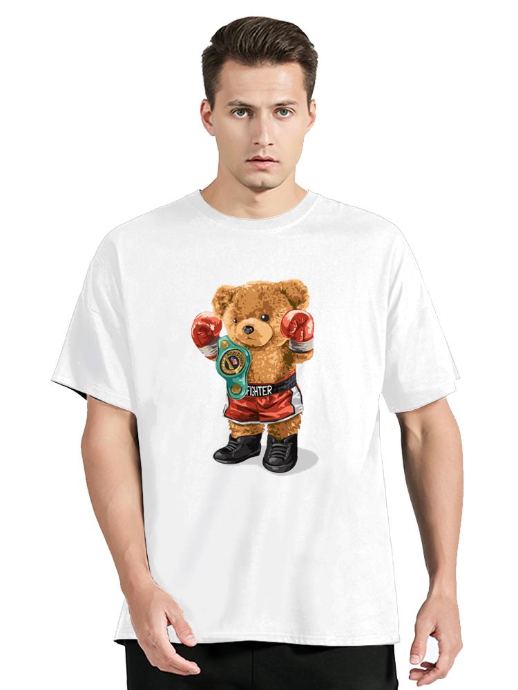 New 90s Boxing Bear Short Sleeve Tshirt Clothing Unisex Summer Tshirt Harajuku Graphic Clothing Girl Tops Fashion Cotton T Shirt