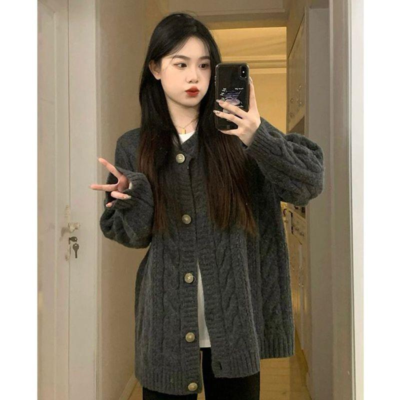 

Осенняя одежда новая осень и зима ленивое утолщенное пальто ранняя осень топ зимняя одежда вязаный кардиган свитер женский One Size
