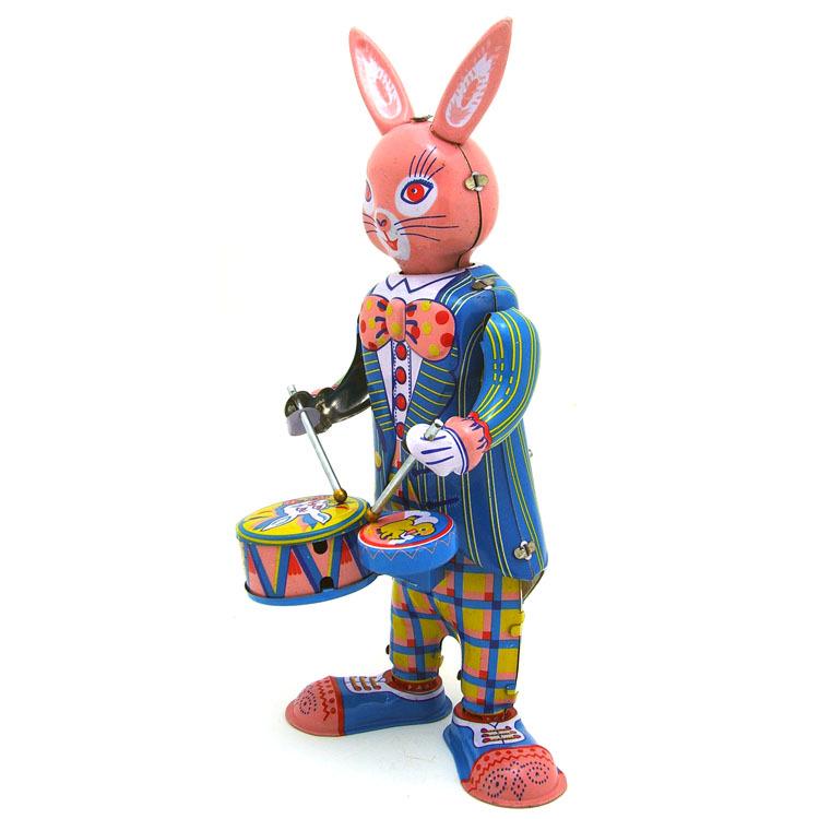 MS298 Rabbit Drumming Robot Adult Collectible Creative Gift Tinplate Craft MS298