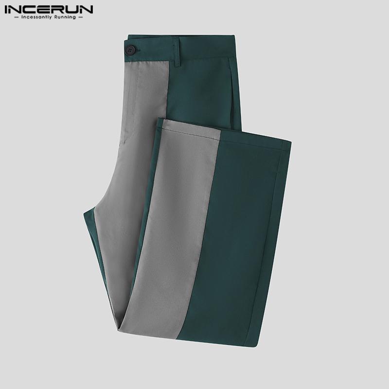 INCERUN Two Pieces Men Sleeveless Patchwork Waistcoat and Long Straight Pants Sets