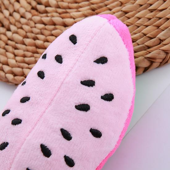 Dog Squeaky Plush Toy Watermelon Shape Teeth Cleaning Toy Interactive Stuffed Fruit Dog Chew Toy for Small Dogs