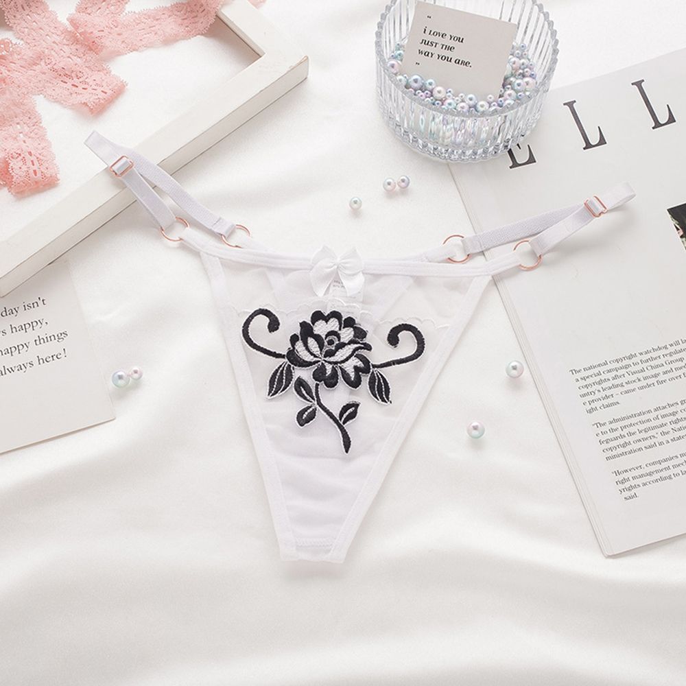 waist Flower Embroidery Girls Lace Bow Panties Seamless  Briefs Women  T-back Ladies Bandage Thongs