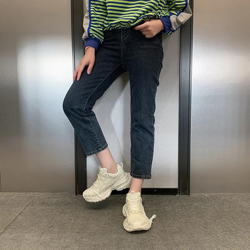 Moda Primavara Toamna Moda Pantofi ocazional cu diamant complet Pantofi cu platforma de cristal Pantofi de dama Incaltaminte pentru femei Pantofi de tenis cu platforma