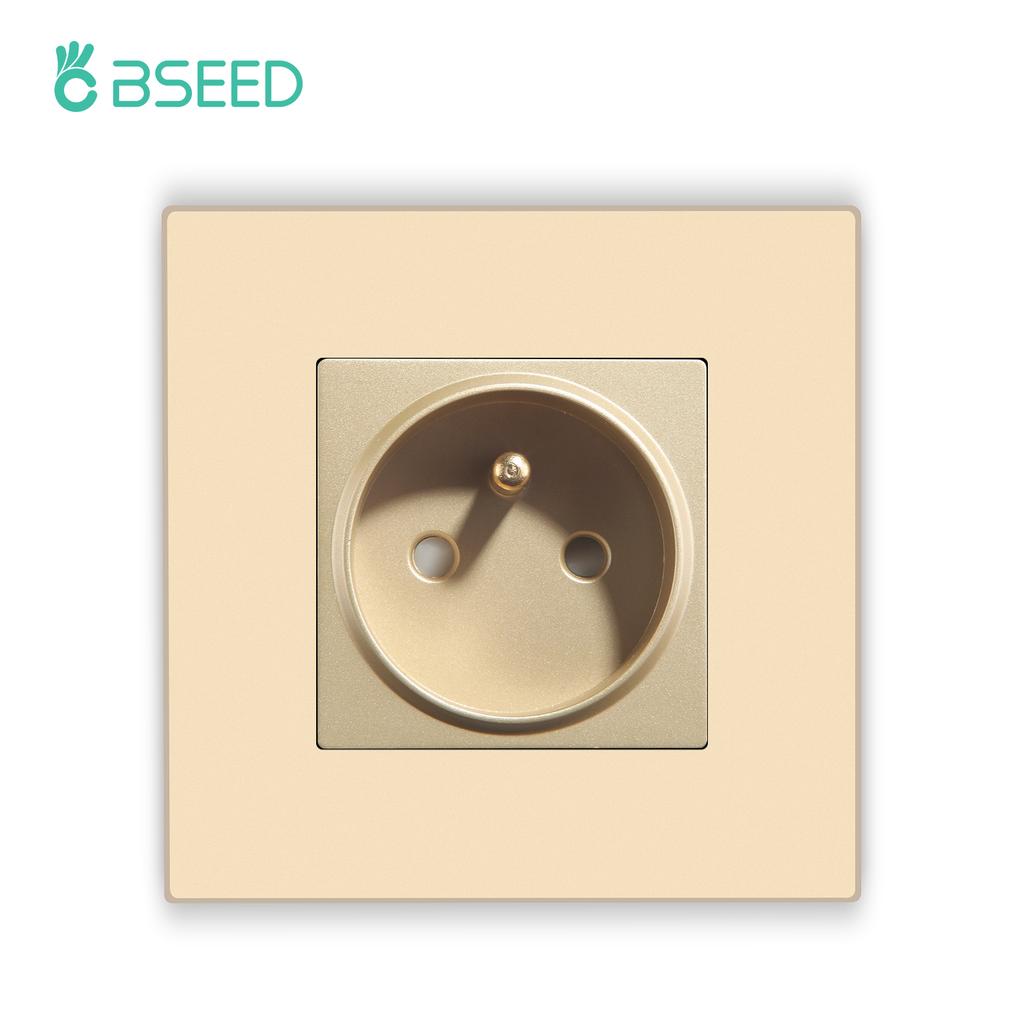 Bseed France Standard Socket With Usb Charging Port and Type c 2.1A 16A Gray PC Panel 86mm*86mm Plastic Flame Wall Socket