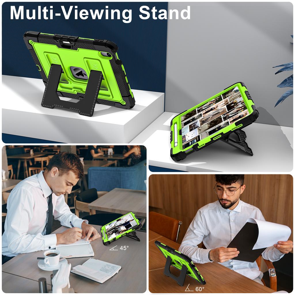 Tablet Case for iPad Air 11 (2025)/(2024)/iPad Air (2022)/(2020) Anti Drop PC + Silicone Cover with Kickstand Strap
